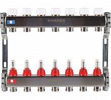 Коллектор стальной ROMMER RMS-1200 с расходомерами, 7 выходов в г. Москва