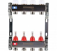 Коллектор стальной ROMMER RMS-1200 с расходомерами, 4 выхода в г. Москва