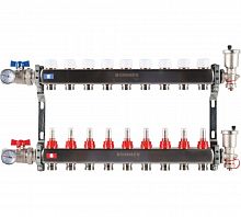 Коллектор стальной ROMMER RMS-1210 в сборе с расходомерами, 9 выходов в г. Москва