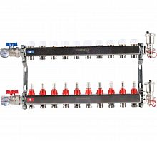 Коллектор стальной ROMMER RMS-1210 в сборе с расходомерами, 10 выходов в г. Москва