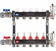 Коллектор стальной ROMMER RMS-1210 в сборе с расходомерами, 5 выходов в г. Москва