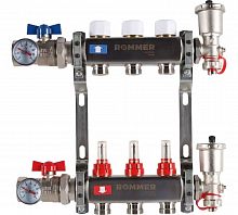 Коллектор стальной ROMMER RMS-1210 в сборе с расходомерами, 3 выхода в г. Москва