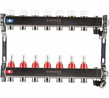 Коллектор стальной ROMMER RMS-1201 с расходомерами, с клапаном выпуска воздуха и сливом, 7 выходов в г. Москва