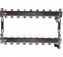 Коллектор стальной ROMMER RMS-3201 в сборе без расходомеров, с клапаном выпуска воздуха и сливом, 8 выходов в г. Москва