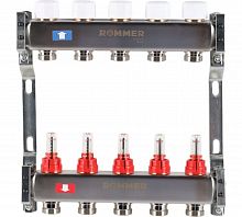 Коллектор стальной ROMMER RMS-1200 с расходомерами, 5 выходов в г. Москва