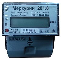 Счетчик электроэнергии Меркурий 201.8  однофазный однотарифный, 5(80), кл.точ. 1.0,  D, ЖКИ