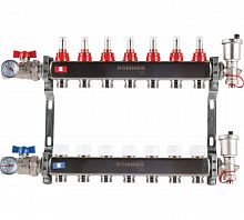 Коллектор стальной ROMMER RMS-1210 в сборе с расходомерами, 7 выходов в г. Москва
